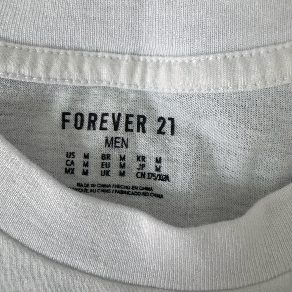 Forever 21 White 'Heavenly Pursuits' Cotton Graphic Tee - Size M - Picture 3 of 7